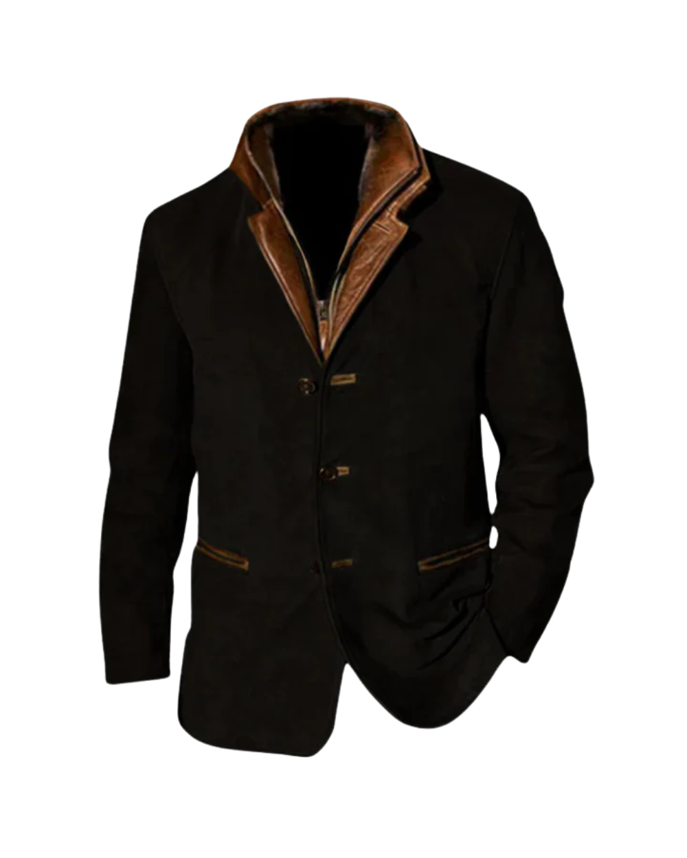 Arthur™ | Vintage Kurtka Marynarka z Imitacji Zamszu w Stylu Warstwowym