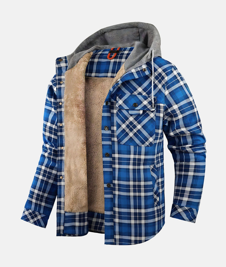 Dennis™ | Ciepła kurtka flanelowa z kapturem z podszewką Sherpa