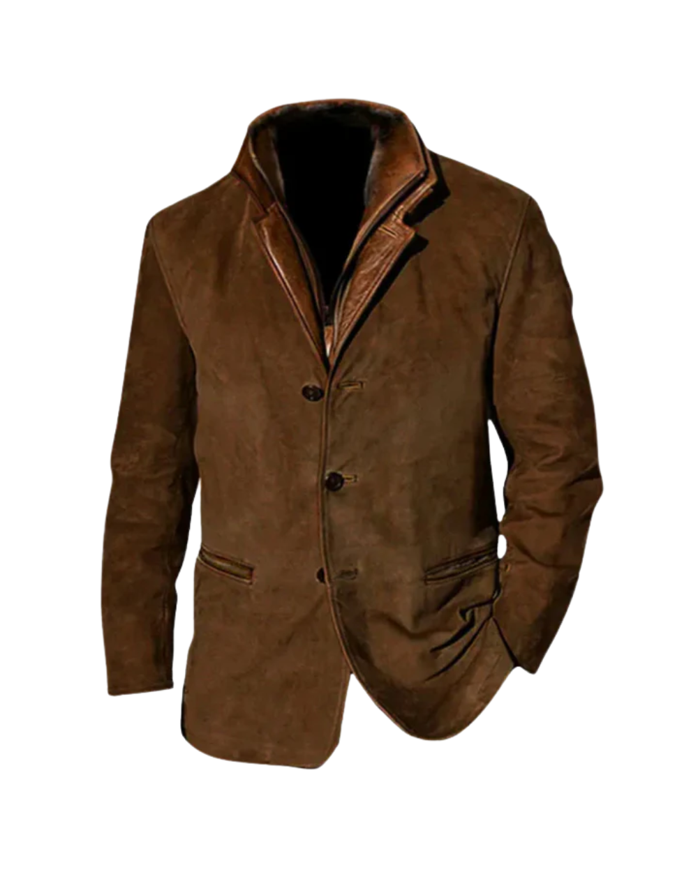 Arthur™ | Vintage Kurtka Marynarka z Imitacji Zamszu w Stylu Warstwowym