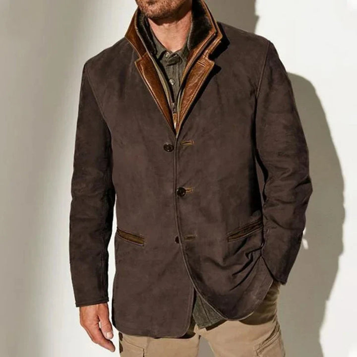 Arthur™ | Vintage Kurtka Marynarka z Imitacji Zamszu w Stylu Warstwowym