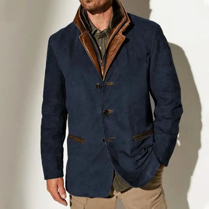 Arthur™ | Vintage Kurtka Marynarka z Imitacji Zamszu w Stylu Warstwowym