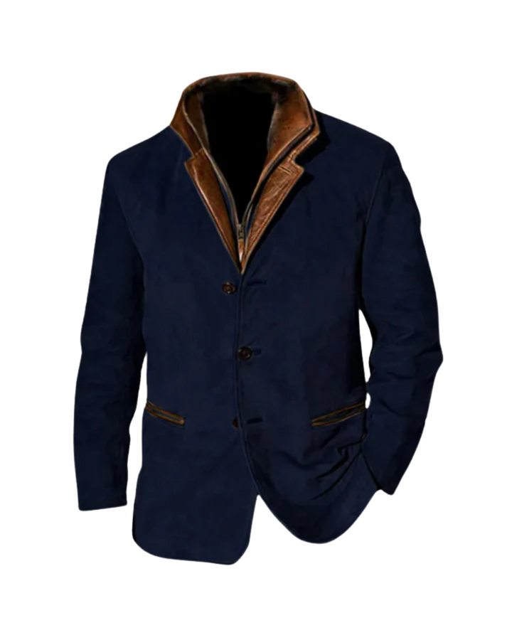 Arthur™ | Vintage Kurtka Marynarka z Imitacji Zamszu w Stylu Warstwowym