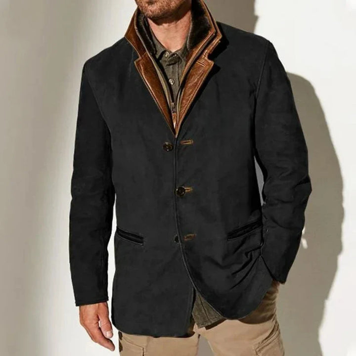 Arthur™ | Vintage Kurtka Marynarka z Imitacji Zamszu w Stylu Warstwowym