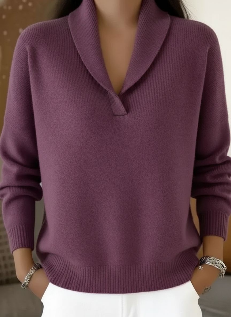 Antonella | Sweter z Dekoltem w Serek