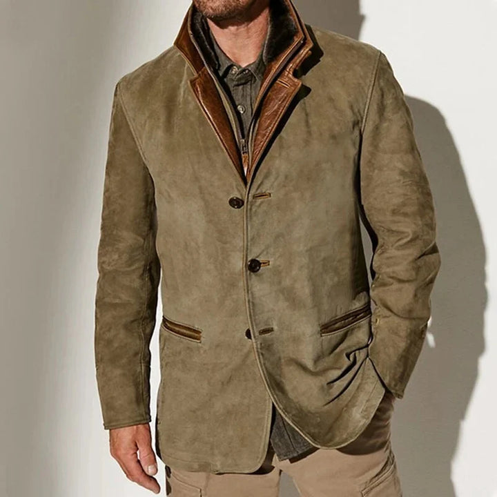 Arthur™ | Vintage Kurtka Marynarka z Imitacji Zamszu w Stylu Warstwowym