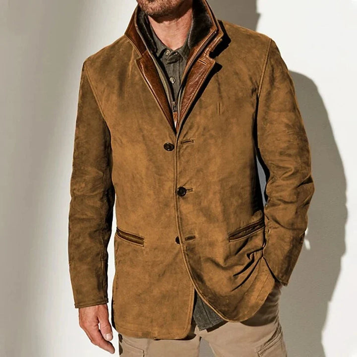 Arthur™ | Vintage Kurtka Marynarka z Imitacji Zamszu w Stylu Warstwowym