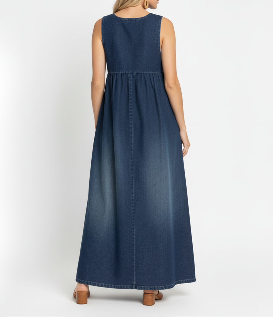 Iwona - Maxi Sukienka z Vintage Dżinsu